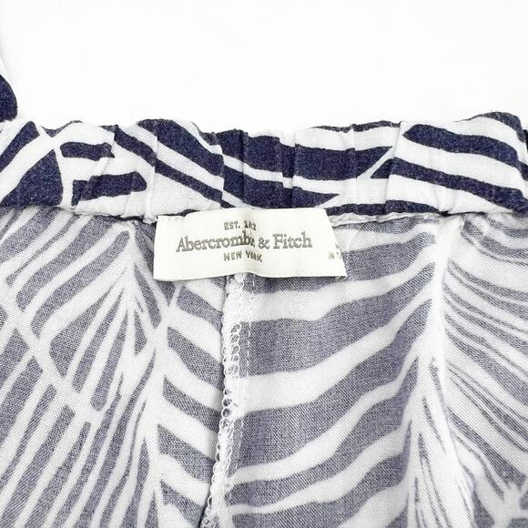 Abercrombie & Fitch Blue White Printed High Waisted Open-Leg Wide Leg Pants M - Picture 3 of 4